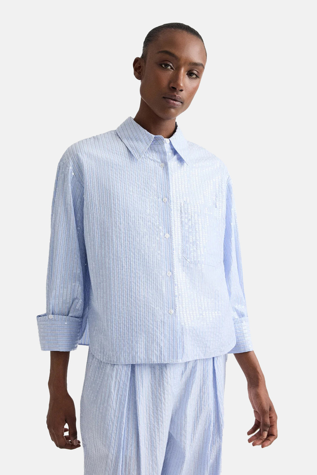 J.D. Shirt in Sequin Blue/Midnight