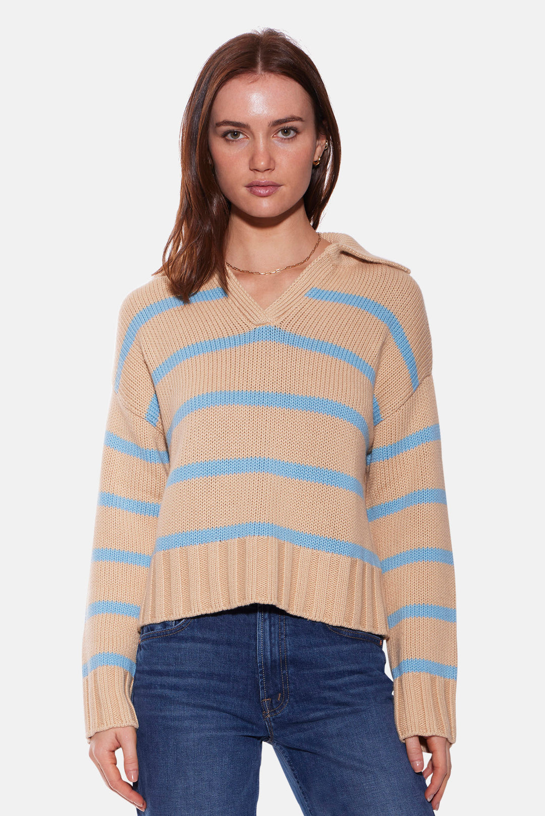Jackie Striped Sweater Beige/Light Blue