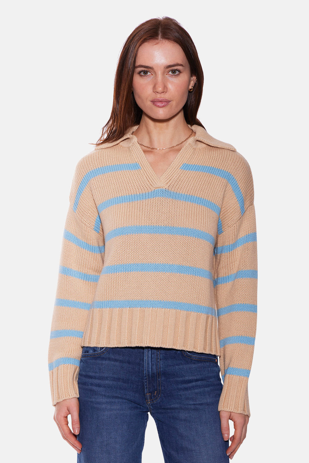 Jackie Striped Sweater Beige/Light Blue