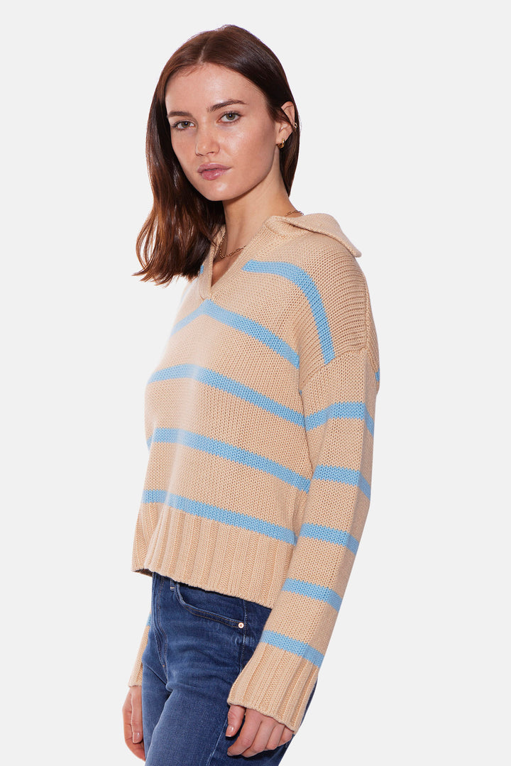 Jackie Striped Sweater Beige/Light Blue