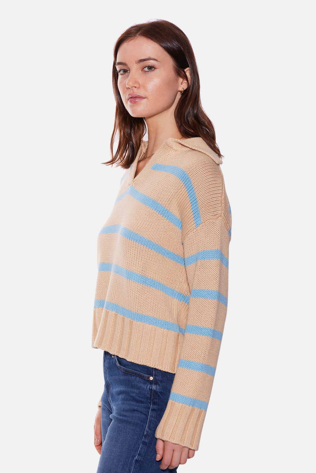 Jackie Striped Sweater Beige/Light Blue