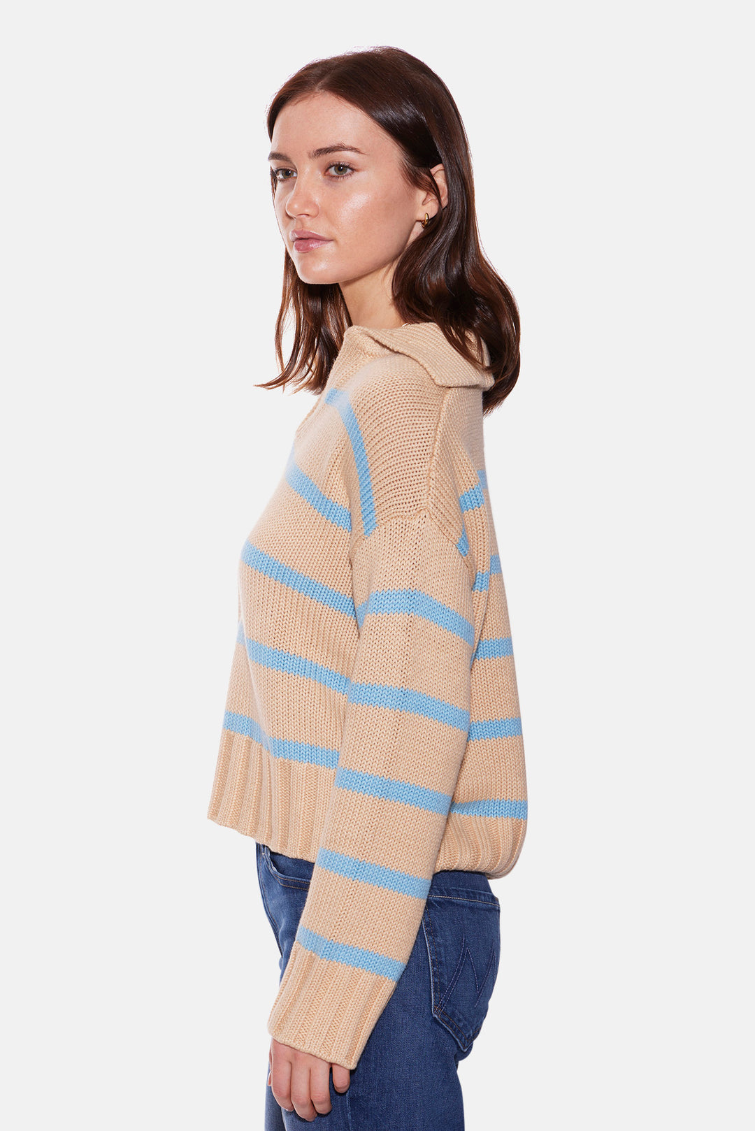 Jackie Striped Sweater Beige/Light Blue