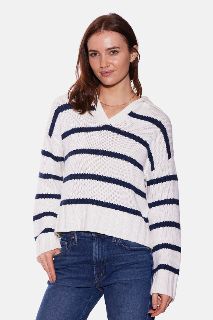Jackie Striped Sweater White/Navy