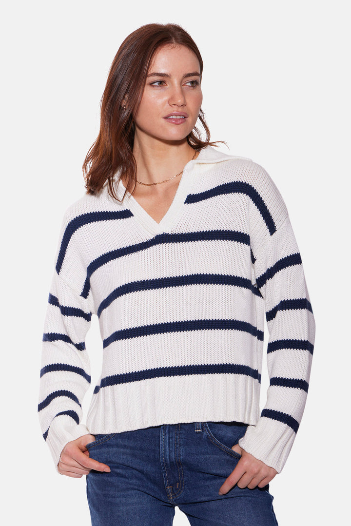 Jackie Striped Sweater White/Navy