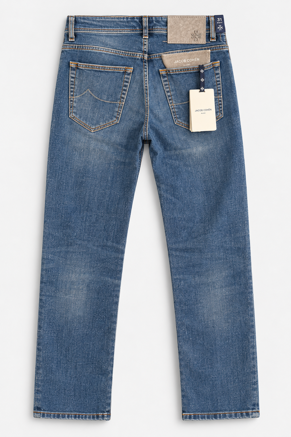 Bard 12oz Denim in Medium Vintage Blue w/ Suede Grey Patch