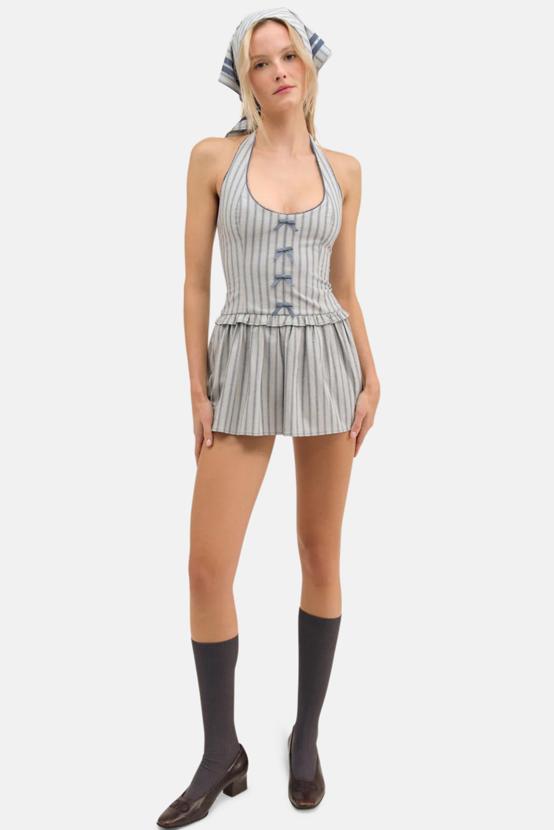 Janice Halter Mini Dress Blue