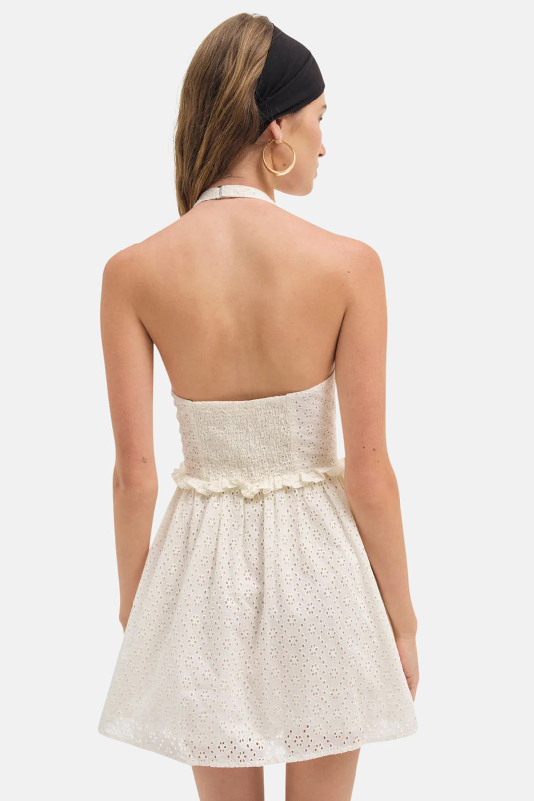 Janice Halter Mini Dress White blueandcream Janice Halter Mini Dress White blueandcream