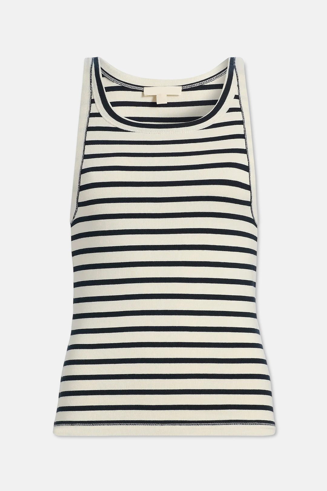 Jennifer Rib Tank Ecru/Black Stripe