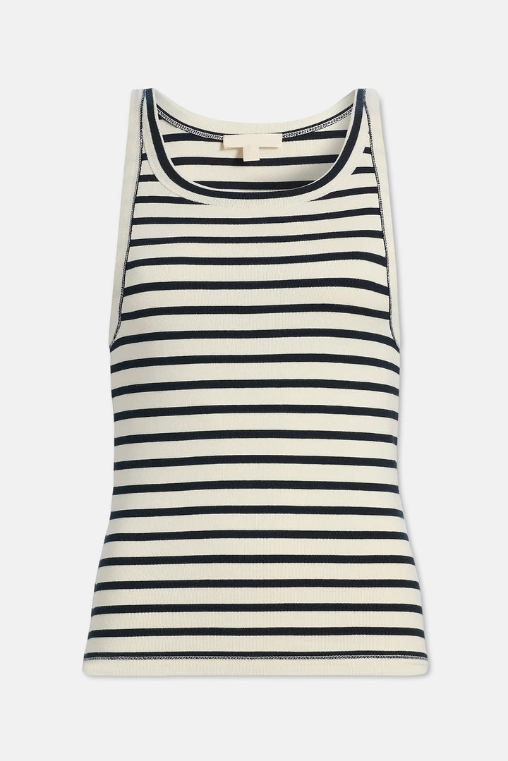 Jennifer Rib Tank Ecru/Black Stripe