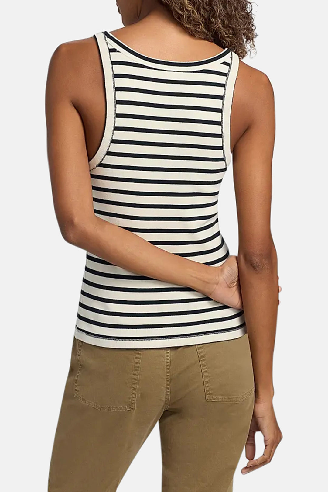 Jennifer Rib Tank Ecru/Black Stripe