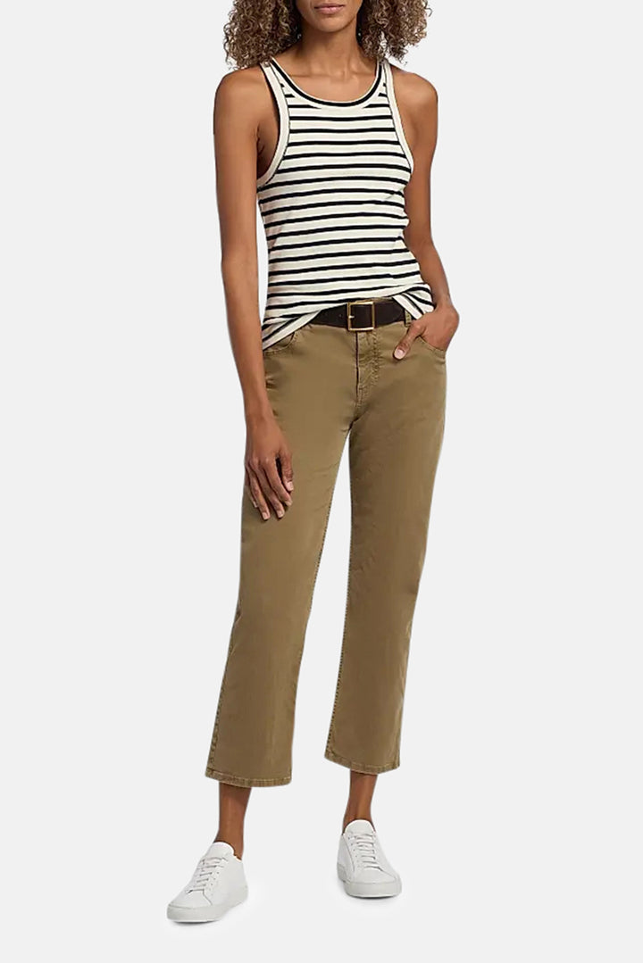Jennifer Rib Tank Ecru/Black Stripe