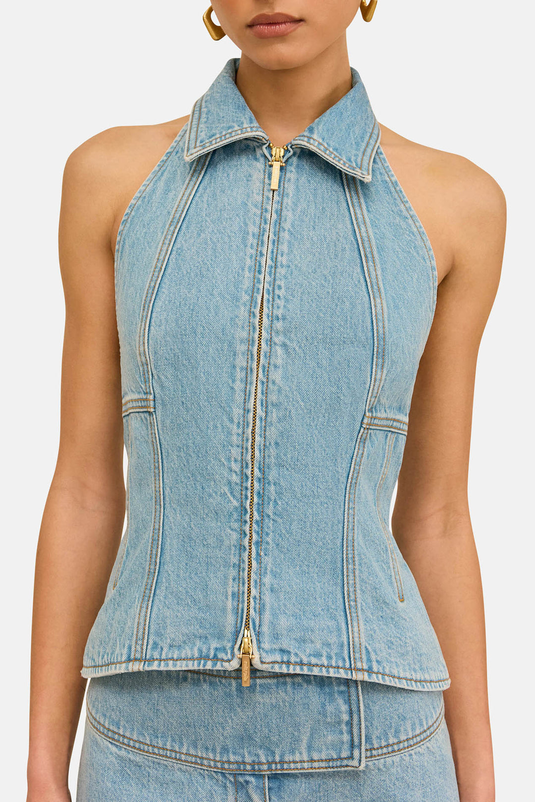 Jill Denim Top Vintage Blue