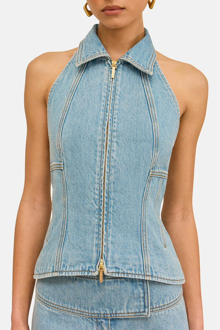 Jill Denim Top Vintage Blue
