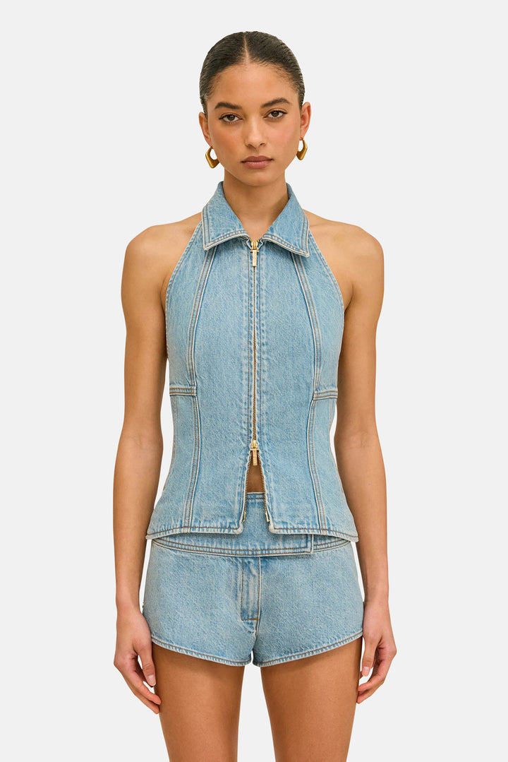 Jill Denim Top Vintage Blue