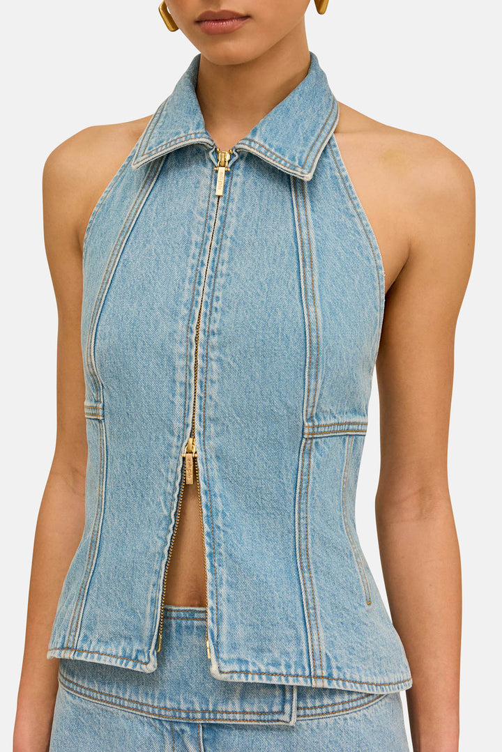 Jill Denim Top Vintage Blue