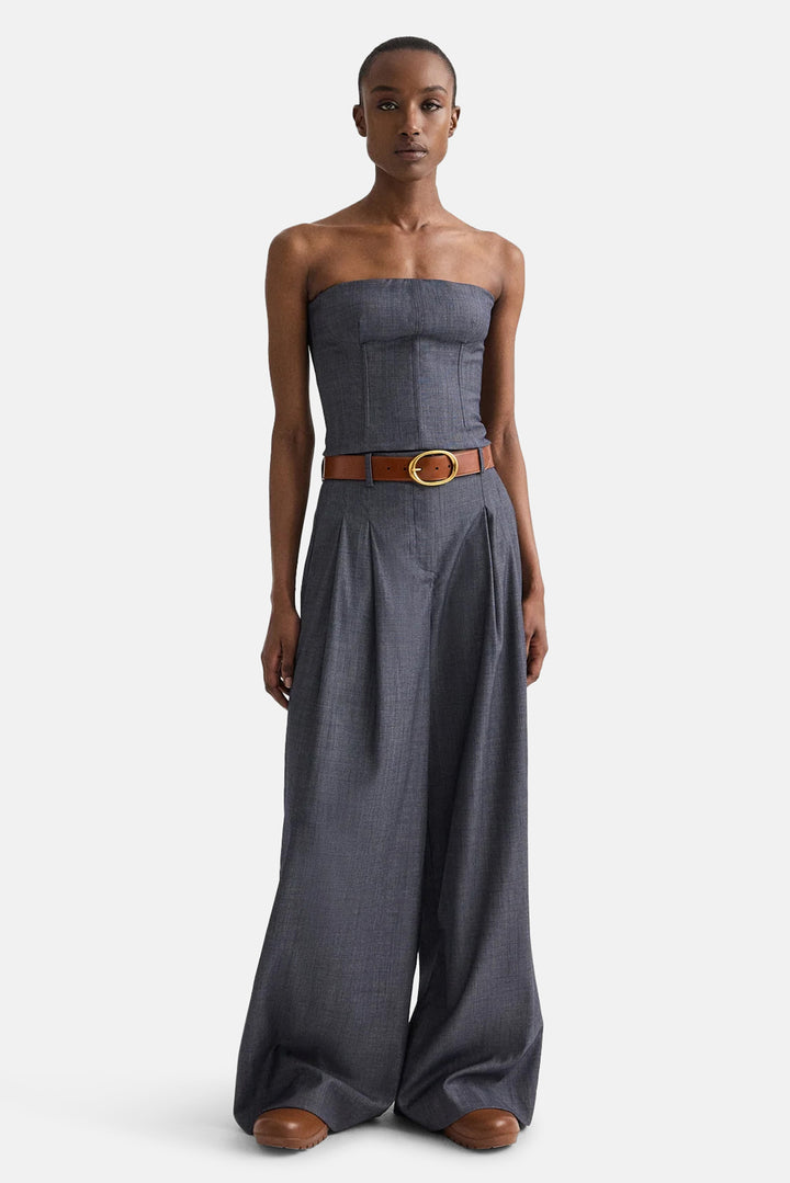Jillian Bustier In Wool Viscose Medium Indigo