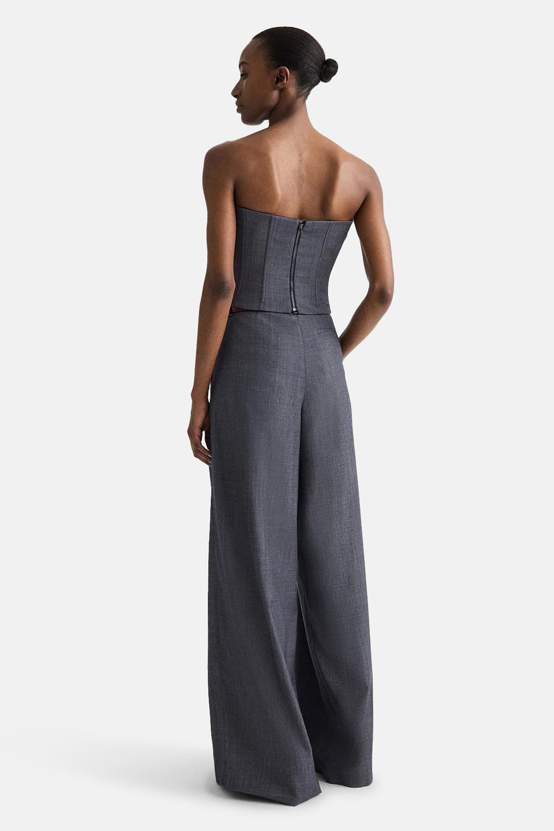 Jillian Bustier In Wool Viscose Medium Indigo