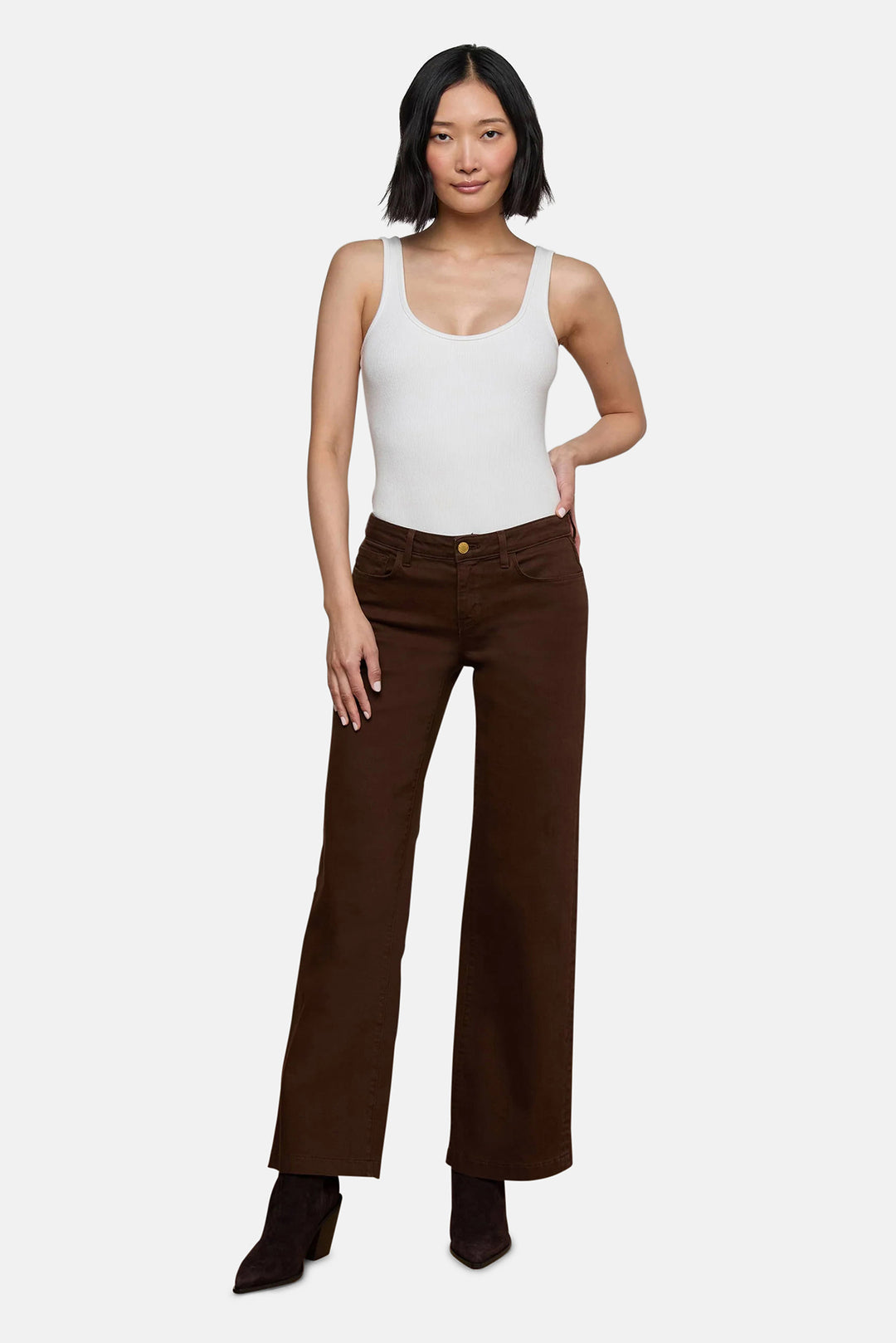 Joanne Low-Rise Wide-Leg Jean Brown
