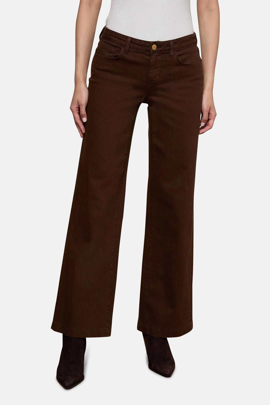 Joanne Low-Rise Wide-Leg Jean Brown