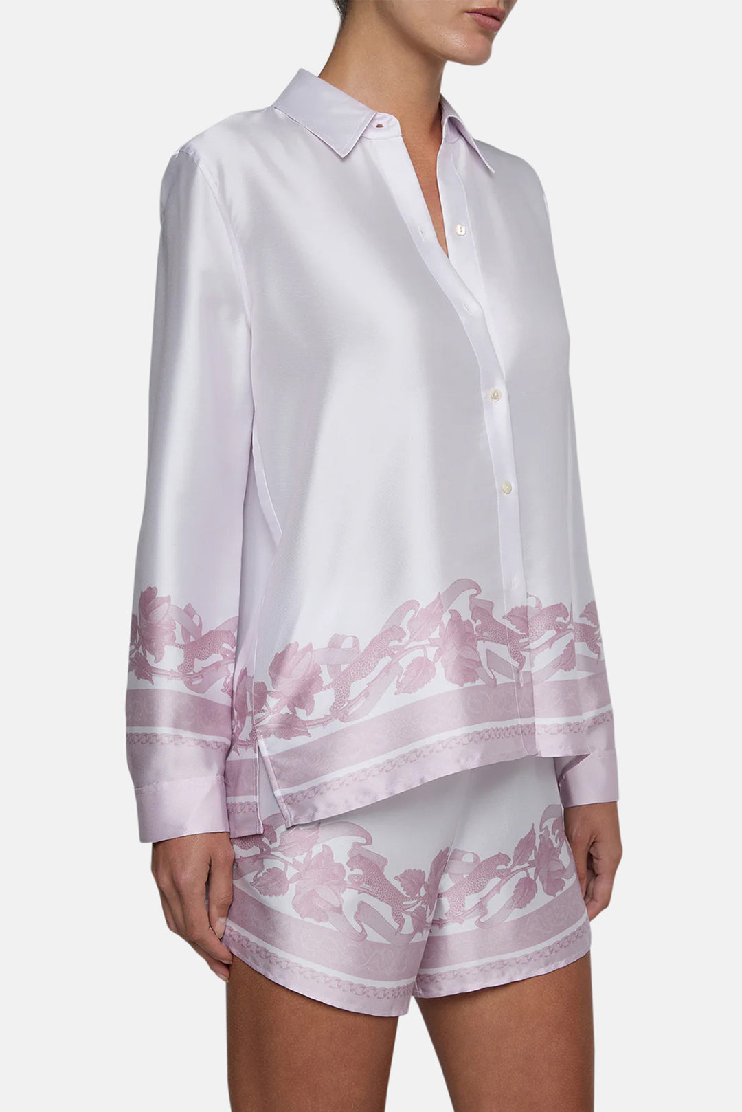 Judy Blouse Mauve Multi Leopard Scarf