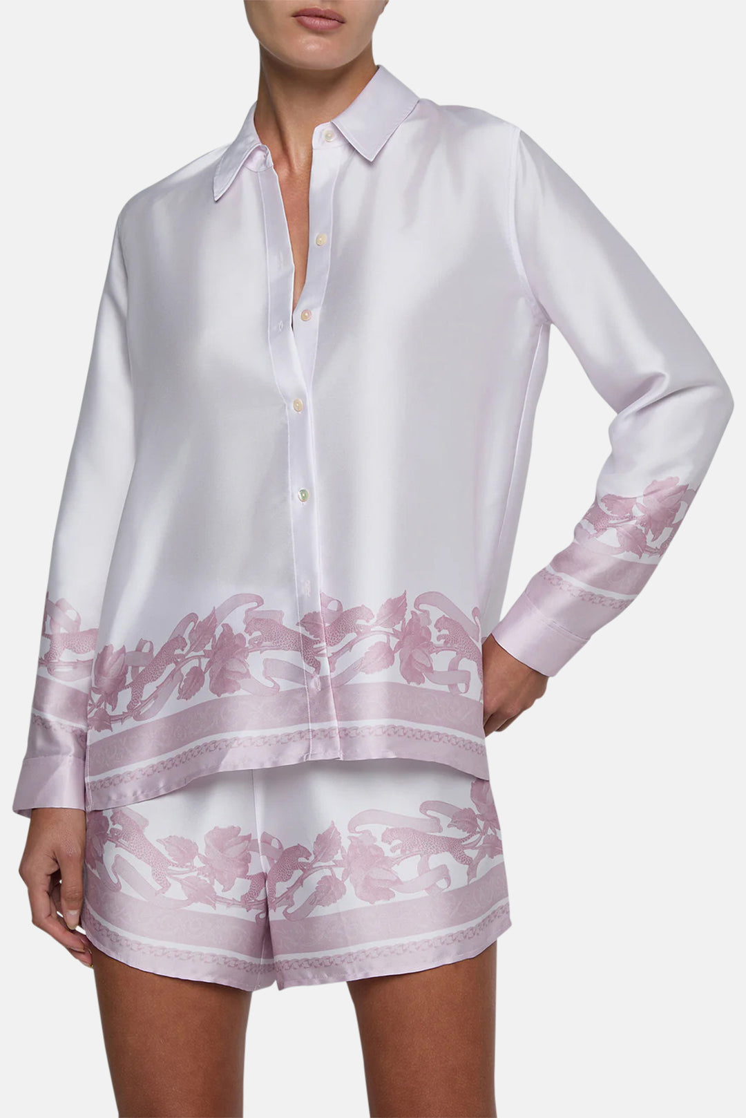 Judy Blouse Mauve Multi Leopard Scarf