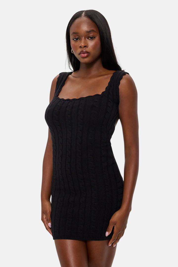 Jules Knit Backless Mini Dress Black
