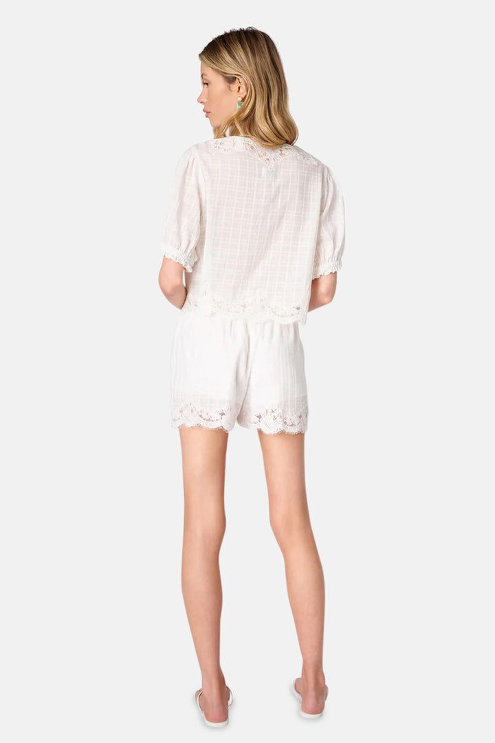 Junie Cotton Plaid Top White