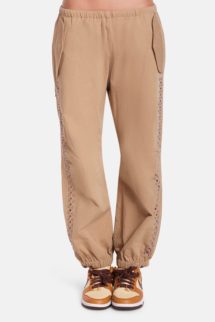 Justine Parachute Pant Studded Khaki