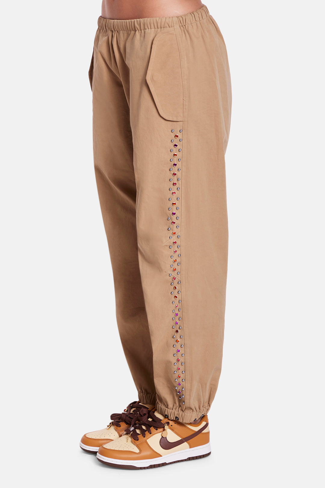 Justine Parachute Pant Studded Khaki