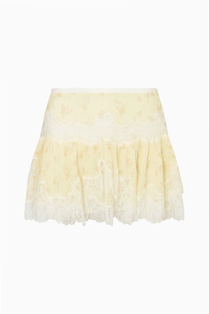 Kellison Cotton-Silk Mini Skirt Lemon Haze