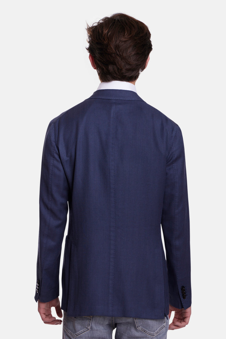 K Jacket In Herringbone Blue