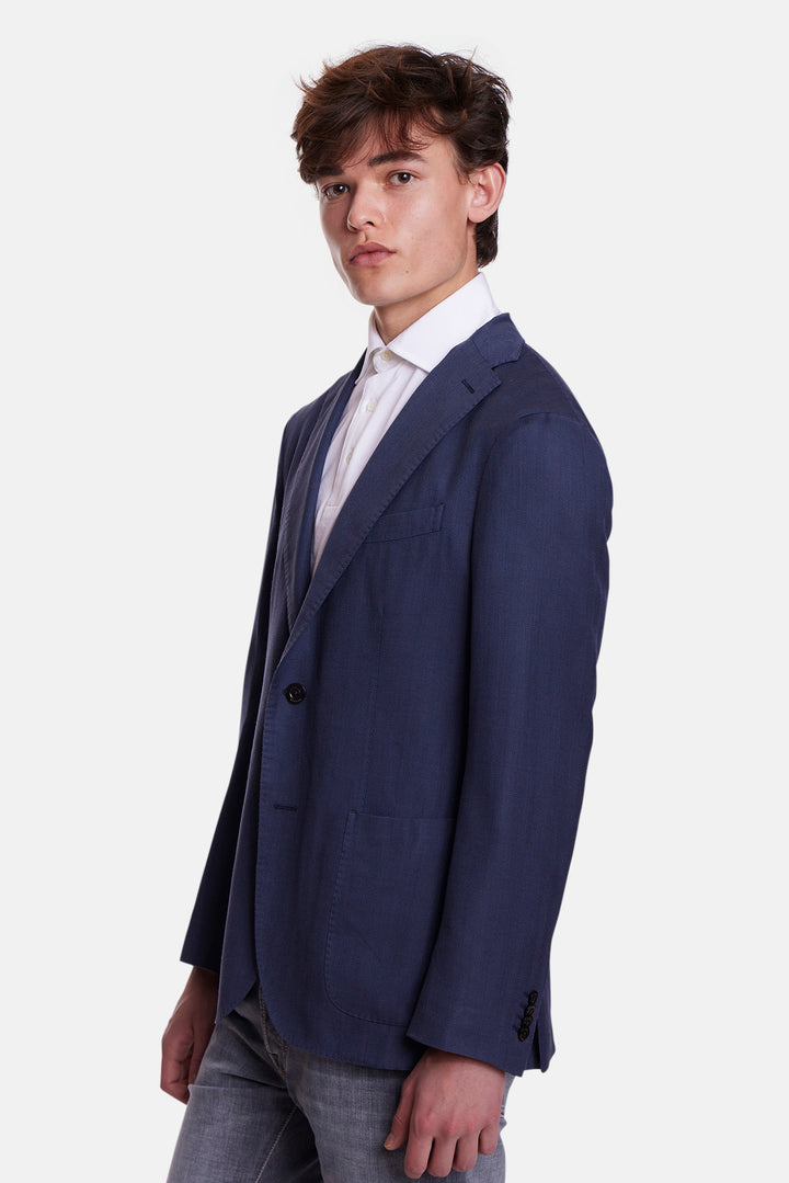 K Jacket In Herringbone Blue