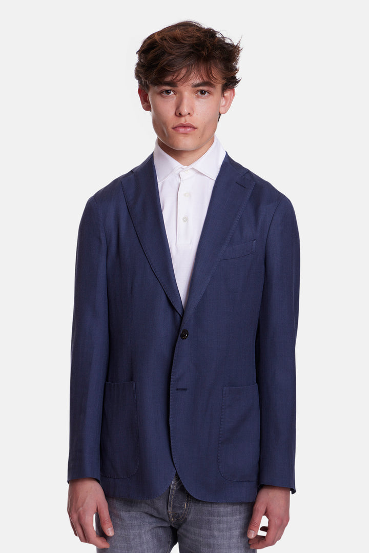 K Jacket In Herringbone Blue