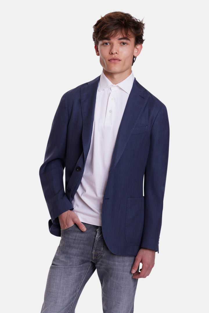 K Jacket In Herringbone Blue