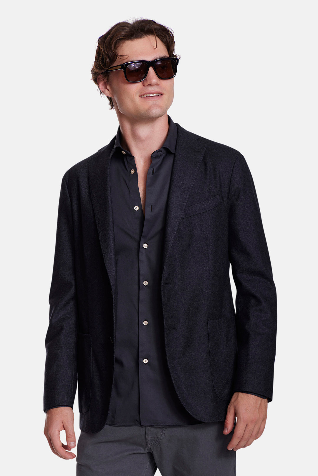 K Jacket In Viscose Navy Heahter