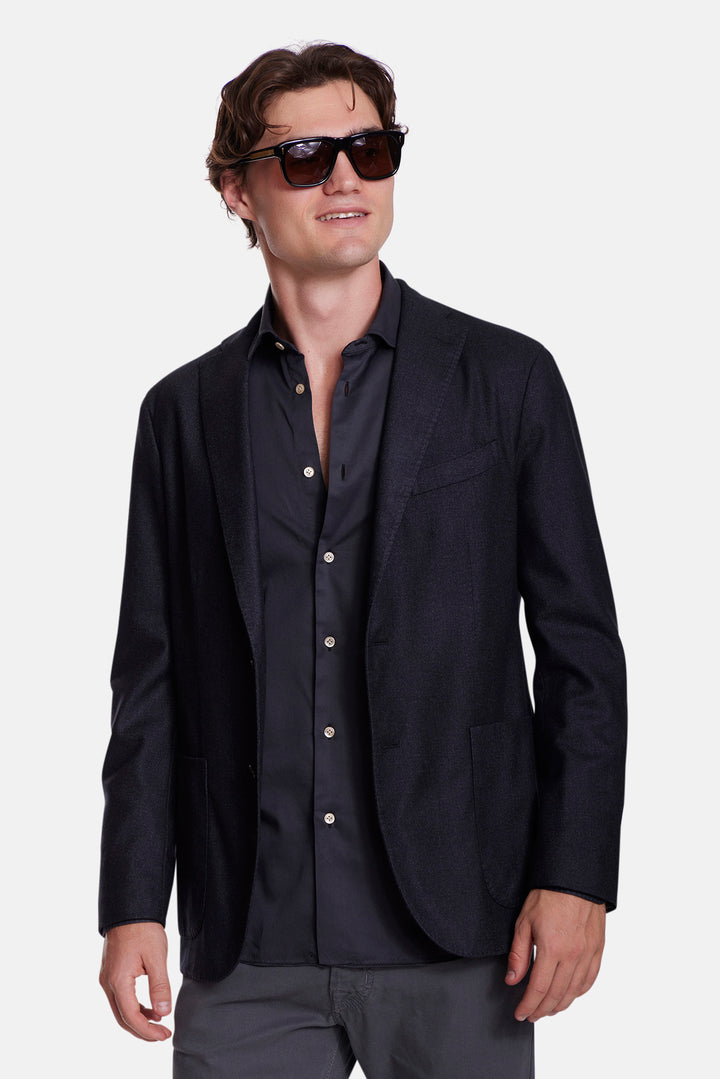 K Jacket In Viscose Navy Heahter