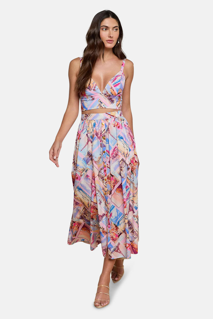 Kaori Bralette Top Light Pink Multi Small Postcard Print