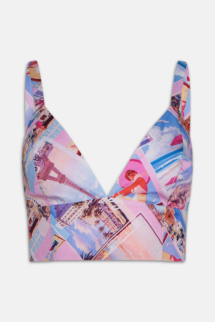 Kaori Bralette Top Light Pink Multi Small Postcard Print