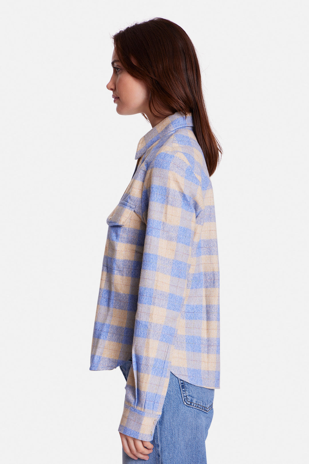 Kelly Brushed Flannel Shirt Butter/Blue Plaid