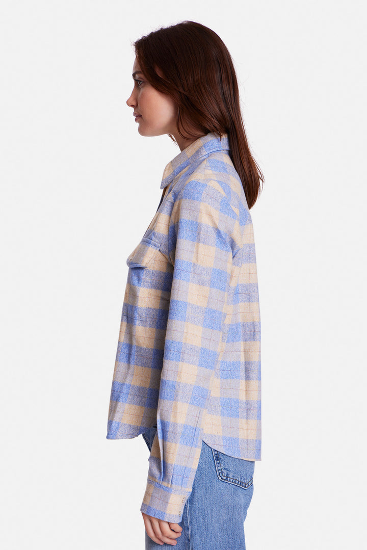 Kelly Brushed Flannel Shirt Butter/Blue Plaid