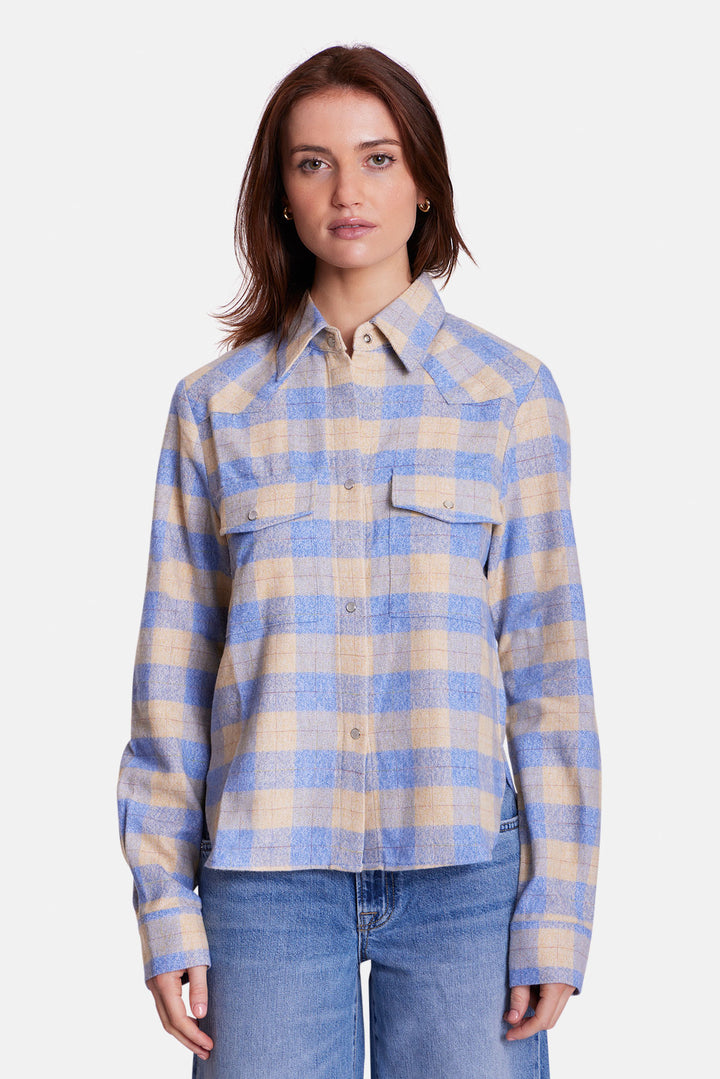 Kelly Brushed Flannel Shirt Butter/Blue Plaid