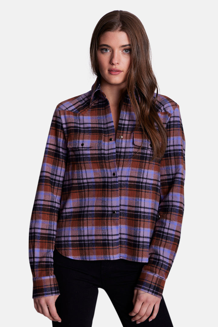 Kelly Brushed Flannel Shirt Purple/Blue Plaid