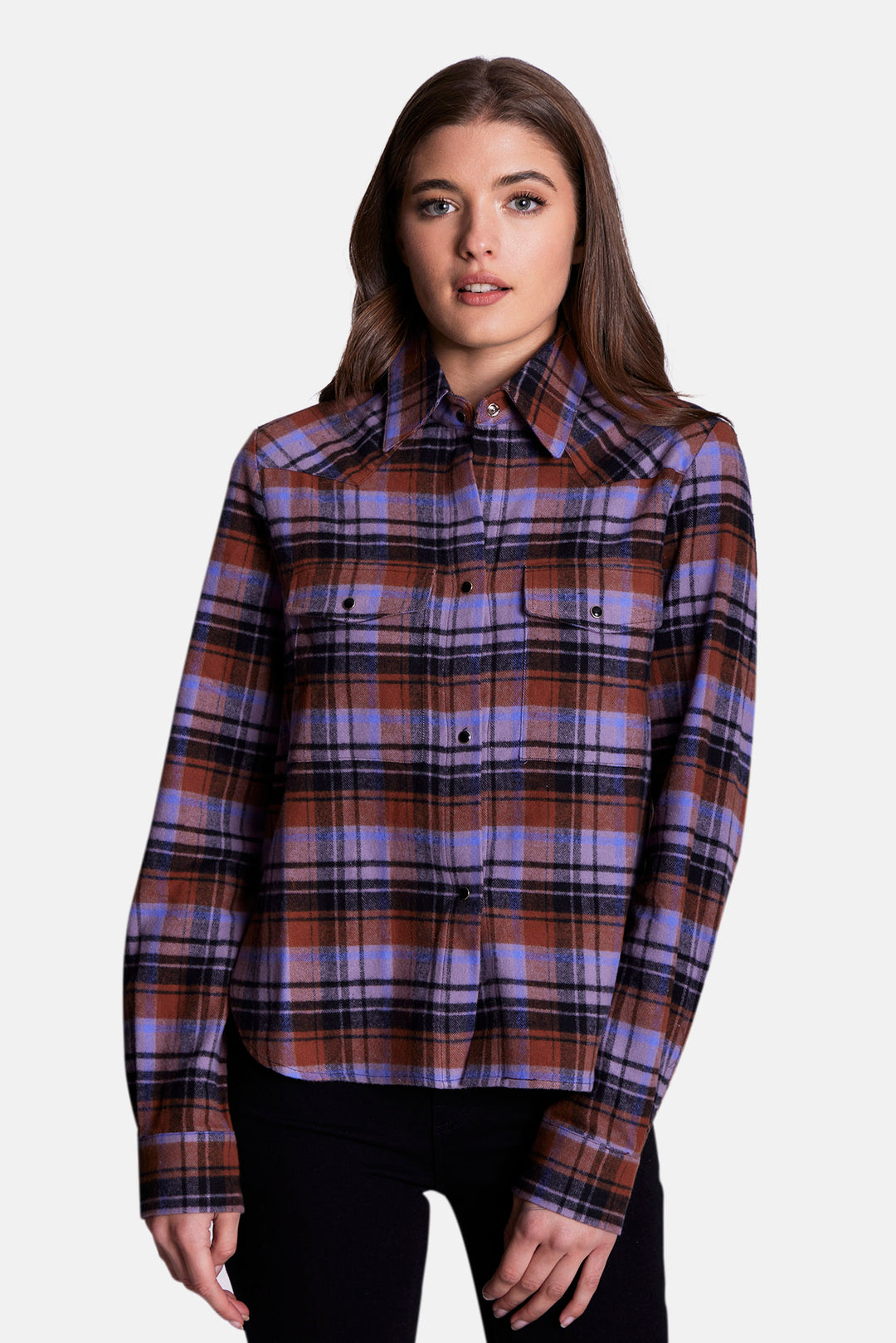 Kelly Brushed Flannel Shirt Purple/Blue Plaid