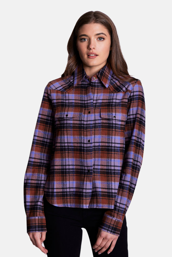 Kelly Brushed Flannel Shirt Purple/Blue Plaid