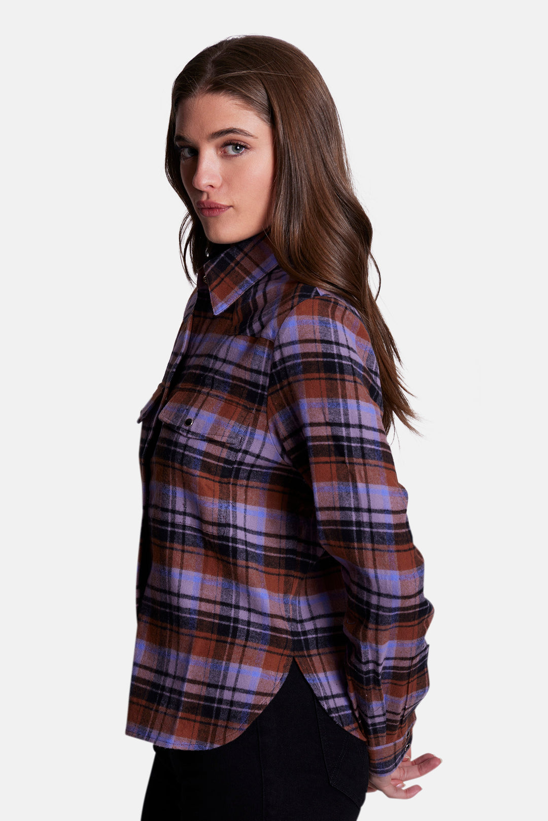 Kelly Brushed Flannel Shirt Purple/Blue Plaid
