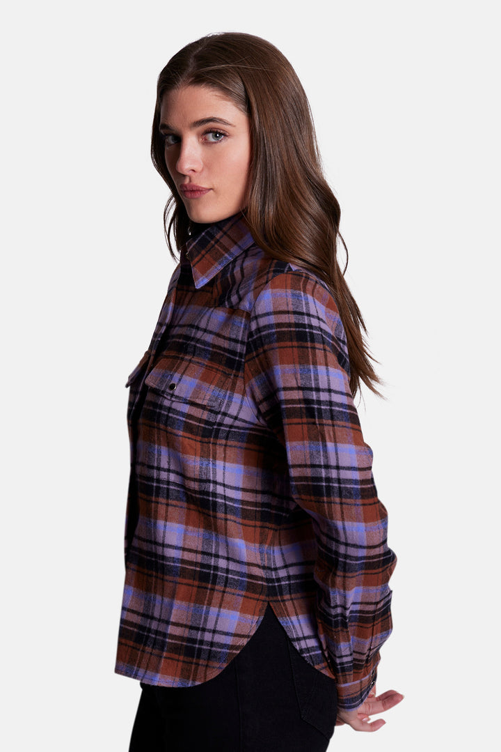 Kelly Brushed Flannel Shirt Purple/Blue Plaid