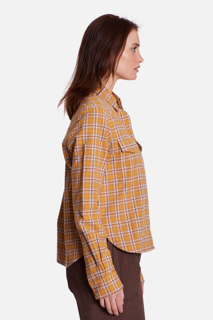 Kelly Brushed Flannel Shirt Yellow Plaid