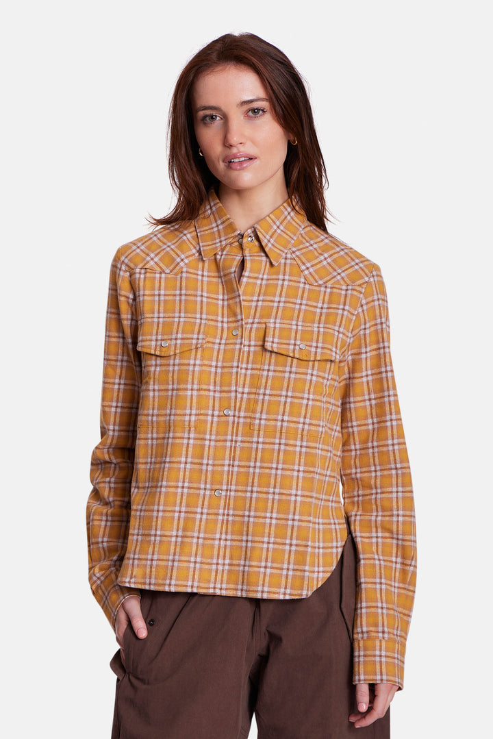 Kelly Brushed Flannel Shirt Yellow Plaid