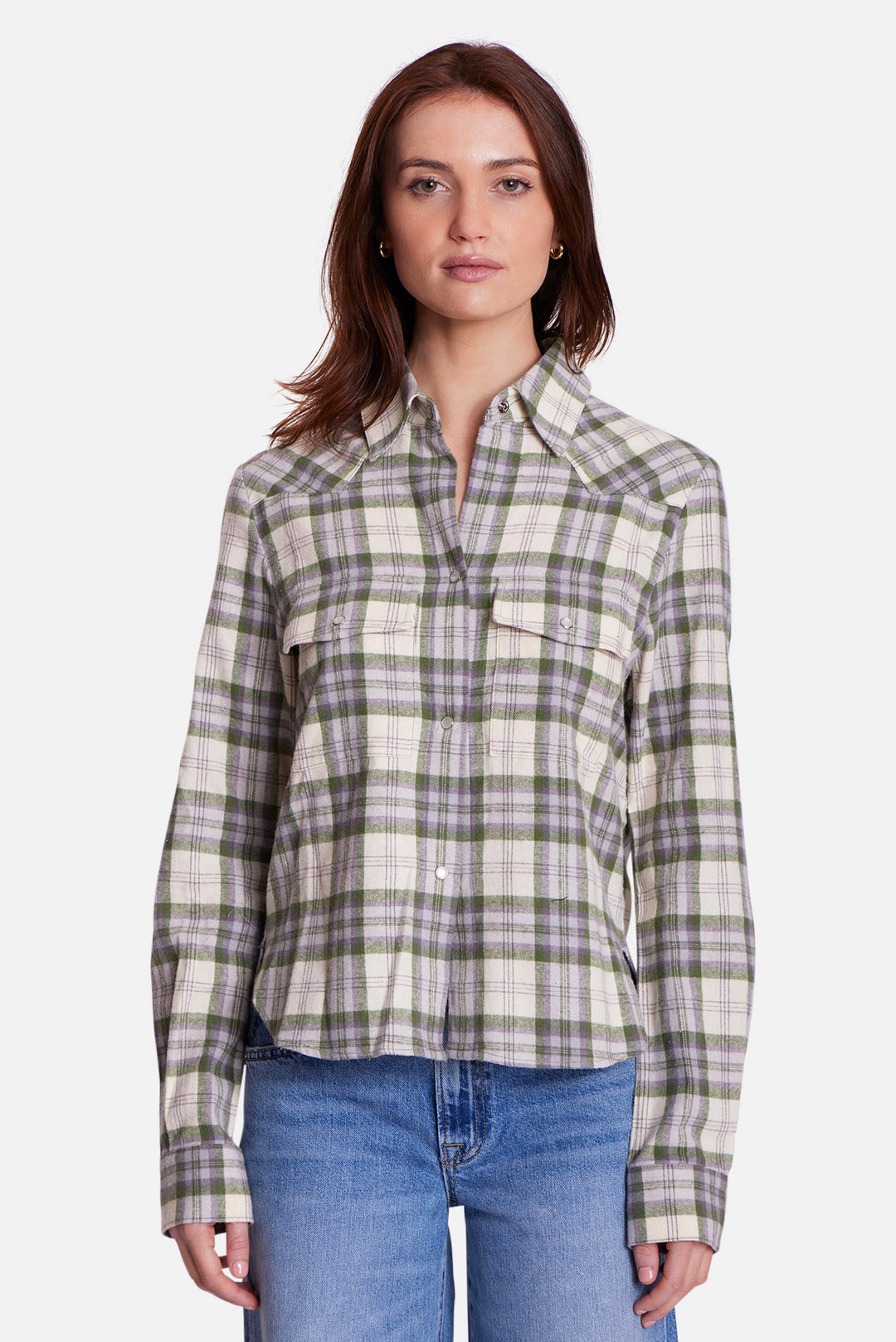Kelly Flannel Shirt Olive/Cream Plaid