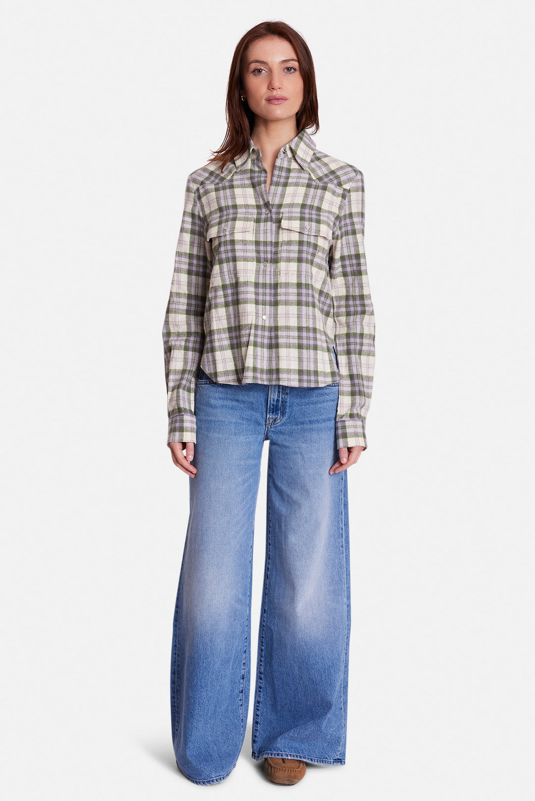Kelly Flannel Shirt Olive/Cream Plaid